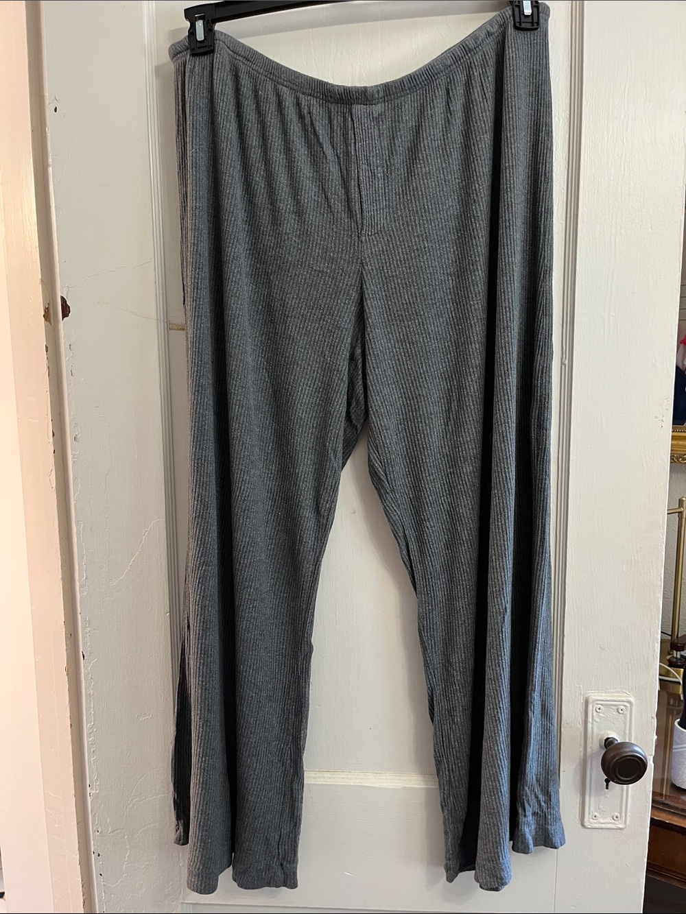 Auden Ribbed Gray Wide-Leg Lounge Pants